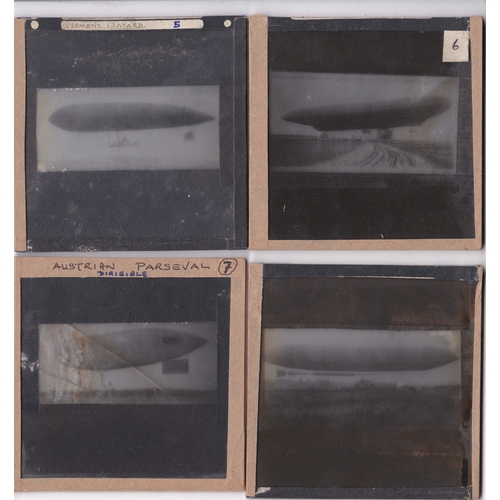 225 - Airships and Zeppelins Magic Lantern Slides (8) (one in colour and seven in b/w) including slides of... 