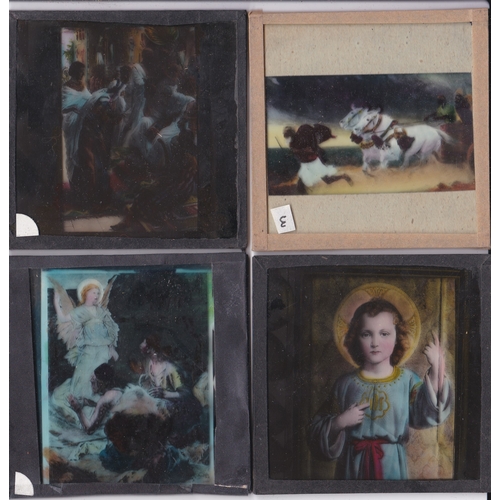 227 - Religious Magic Lantern Slides (12) colour slides including: Joseph's Father in Egypt, Moses, The Ch... 