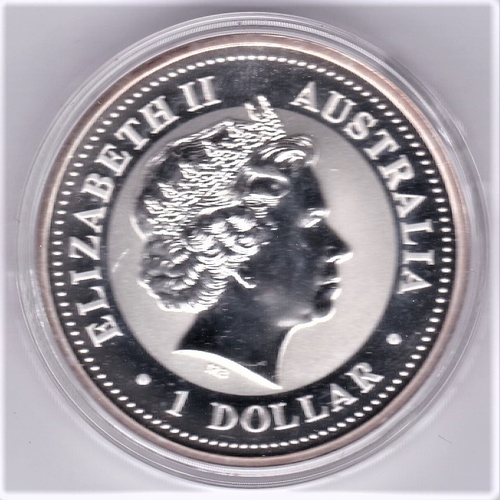 23 - Australia 1999 silver proof dollar kookaburra and young on a branch