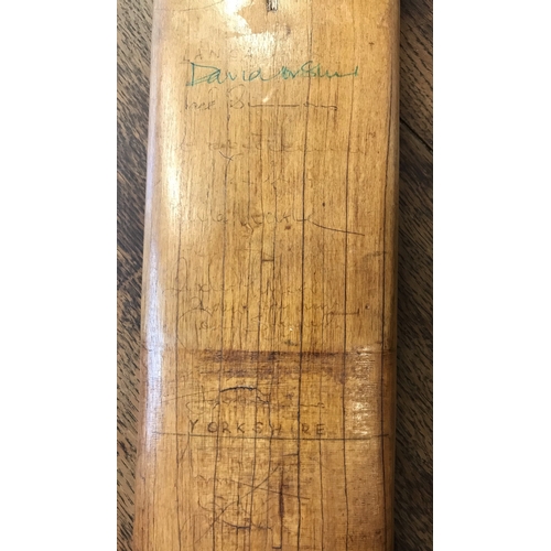 315 - Cricket bat, unidentified bat signed by Lancashire and Yorkshire players, black grip is missing