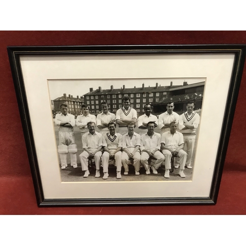 320 - Hampshire CCC 1958 Team photograph and 1963 team v Surrey Framed, glazed buyer collects (2)