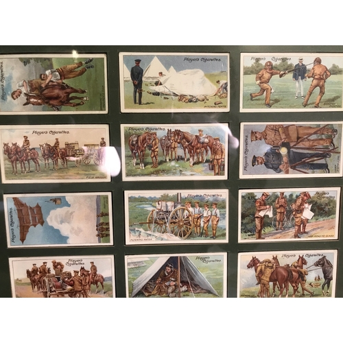 360 - A framed set of Players Army Life Cigarettes cards, some damage to the frame. 25 cards. Buyer collec... 