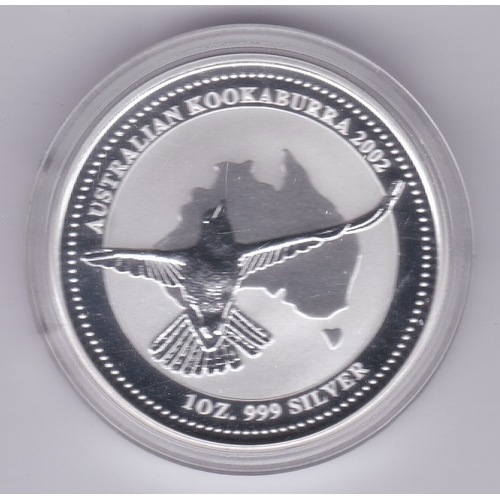 38 - Australia 2002 Silver dollar kookaburra in flight/map KM 691.1.