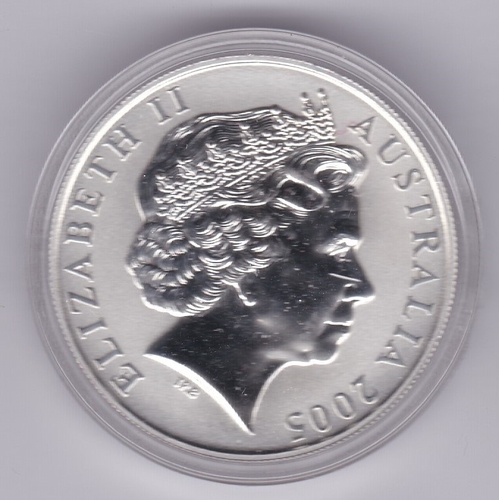 43 - Australia 2005 Silver dollar kangaroo leaping