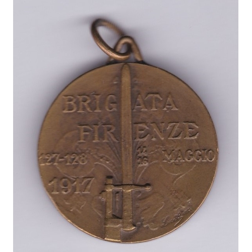 466 - Italian WWI Commemorative Medal, obverse: Brigata Firenze 127-128 1917, 14-16 Maggio. Reverse: E Pe... 