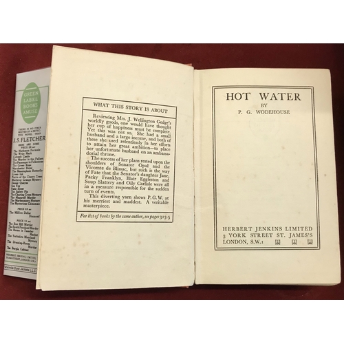 552 - Hot Water by P G Wodehouse 1st printing with facsimile dust jacket (date stamps and pencil notes on ... 