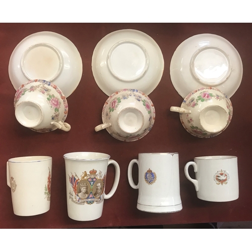 584 - 4 x Antique mugs including a Silver Jubilee King George V & Queen Mary and Coronation mugs (a/f), a ... 