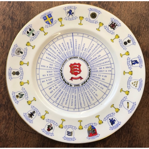 599 - Cricket Plates Essex. Size 140mm. 1 x 1993 Cricket Champions (Boxed) Limited edition bone China, Coa... 