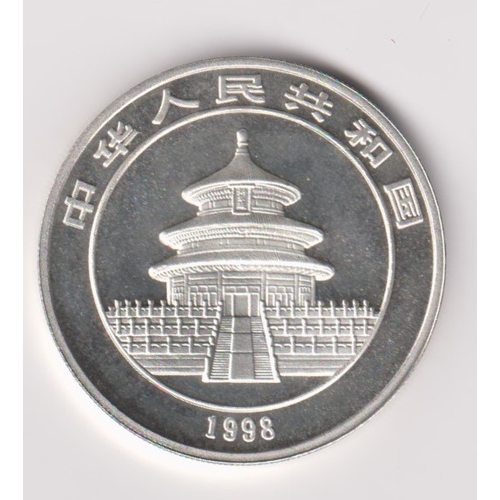 64 - China 1998 10 Yuan Silver proof Temple, rev Panda seated