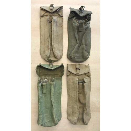 475 - British WWII 1937 Pattern 1950s Webbing Pouches (4) two in olive drab and two in yellow canvas. All ... 