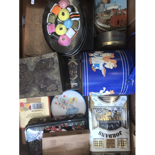 594 - Vintage Tins - A quantity of vintage and some modern collectable tins in 4 large boxes. Condition is... 