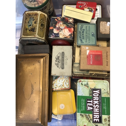 594 - Vintage Tins - A quantity of vintage and some modern collectable tins in 4 large boxes. Condition is... 