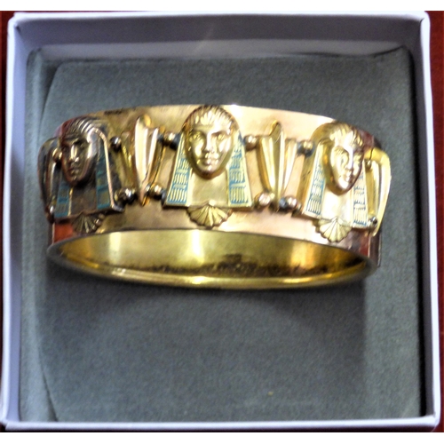 619 - A Gold and enamel unhallmarked Tutankhamen bracelet