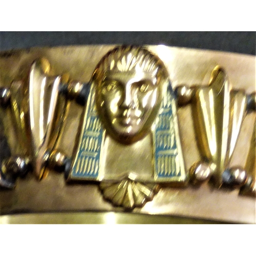 619 - A Gold and enamel unhallmarked Tutankhamen bracelet