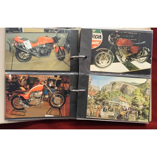 643 - Trains and motorcycles etc. An album of postcards and colour photographs (100 approx.)