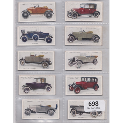 698 - Lambert & Butler Motor Cars A Series (Green Back) 1922 25/25 VG/EX