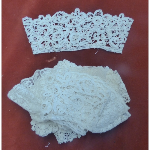 737 - Victorian/Edwardian Cotton Beige  Lace Cuff pairs (5), and some single cuffs. All have very ornate d... 