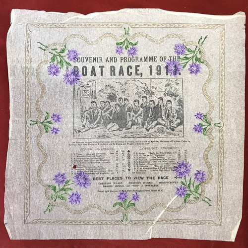 762 - Souvenir and Programme of the Boat Race 1911. A fantastic piece of ephemera on sugar paper showing t... 