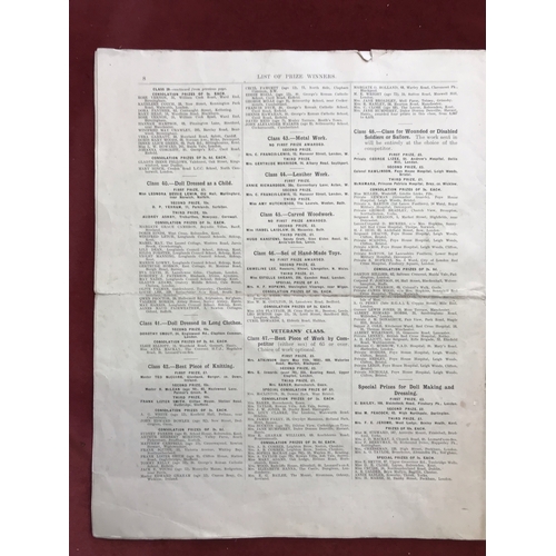 766 - Daily Sketch WWI Full list of Prize winner in the Daily Sketch Needlework Exhibition and Sale at the... 