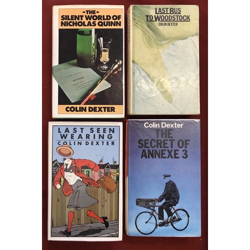 174 - 4 x Colin Dexter Inspector Morse Novels including: Last Bus to Woodstock (browned pages, ex library)... 