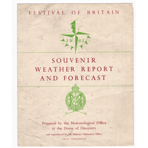 124 - 1951 Festival of Britain - Souvenir Weather Report and Forecast leaflet prepared by the Meteorologic... 