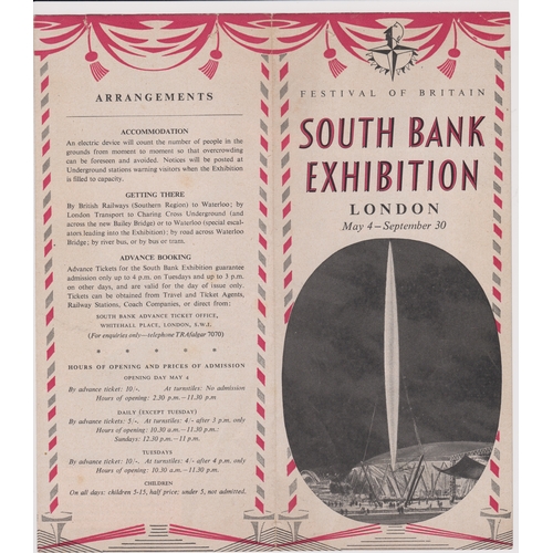 140 - 1951 Festival of Britain - Festival of Britain South Bank Exhibition leaflet with a red and black co... 