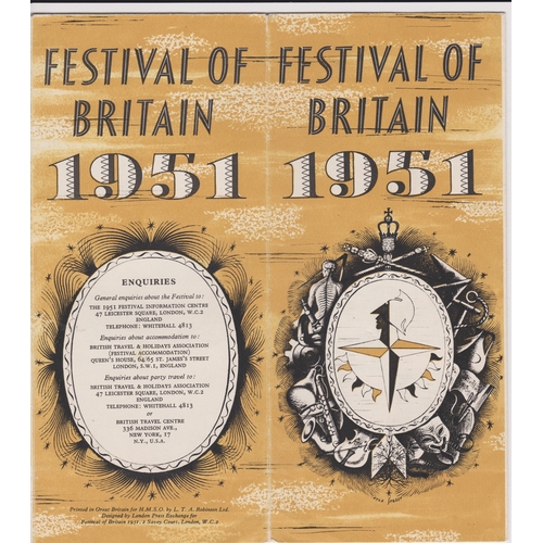 141 - 1951 Festival of Britain Souvenir leaflet with a yellow designed cover, printed for HMSO by L.T.A. R... 