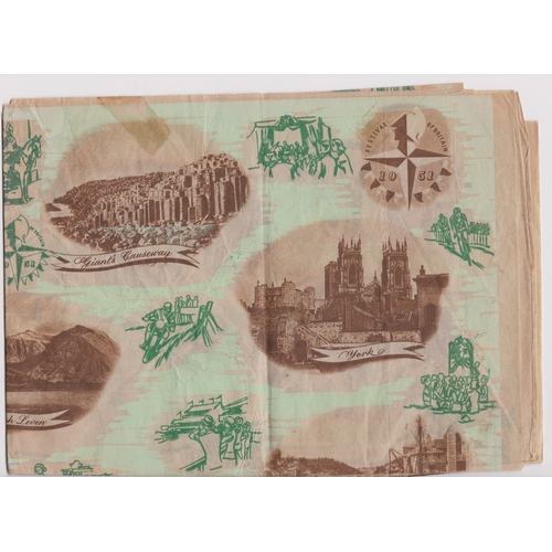 143 - 1951 Festival of Britain Poster on sugar paper showing many of the locations that festivals took pla... 