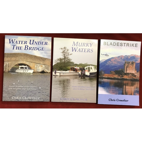 169 - Two Murder Mystery books set on the Norfolk Broads signed by the author Chris Crowther, Water Under ... 