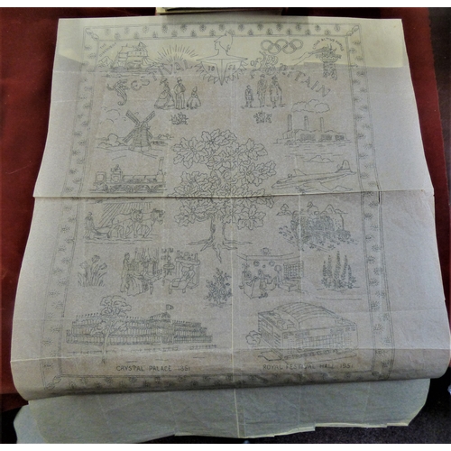 150 - 1951 Festival of Britain Samplers (2) one very large mapped out on tracing paper and the second made... 