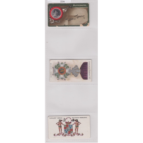 134 - Taddy & Co cigarette cards (3), Honours & Ribbons 1910 1 card VGC and Autographs 1910 1 card poor co... 