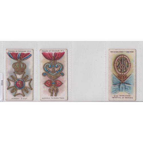 135 - Taddy & Co cigarette cards (3), Order of Chivalry (A Series) 1911 2 cards very good condition and Or... 