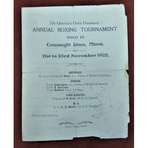 176 - British 7th Queen's Own Hussars. Annual Boxing Tournament (Held in Connaught Lines, Mhow.) 21st to 2... 