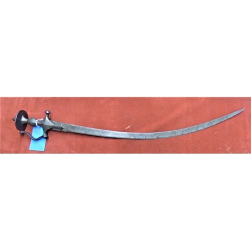 201 - Indian 18th or 19th century Tulwar Golia Sword, the hilt and handle have a very intricate silvered f... 