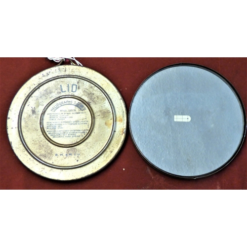 214 - British WWII Heliograph 5-In MkV Mirrors made by AK&S inside original tin made by B. W. & M. Ltd. In... 