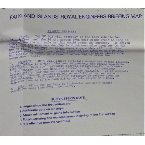 227 - British Falkland War Map Royal Engineers Briefing Map, a good level of information about the Island ... 