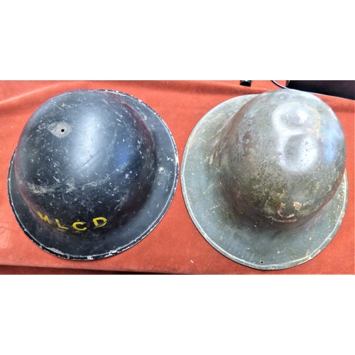 255 - British WWII Helmets, MLCD (Midlands) Civil Defence Helmet, painted black with 'MLCD' painted on the... 