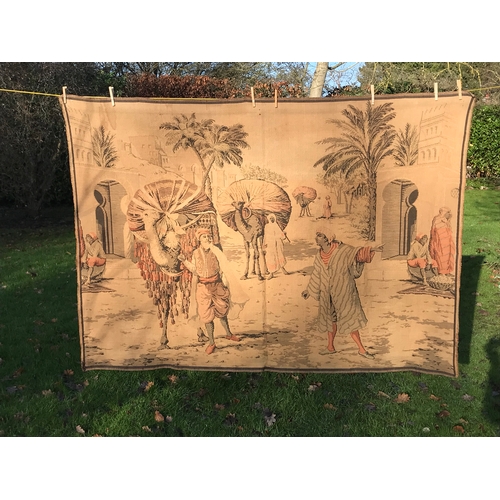 339 - Jacquard cotton desert street scene tapestry wall hanging. Purchased in the 1920/30's Sudan, importe... 