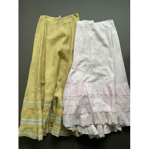 341 - Victorian women's Petticoats 1x Linen Frilled, 1x Cotton and Lace (2 in total)