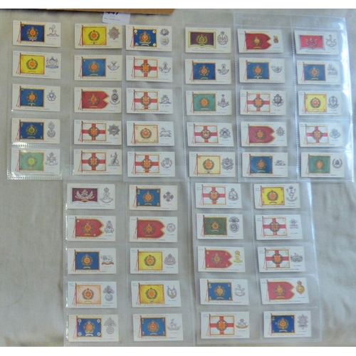 81 - John Player & Sons cigarette cards 2 sets, Regimental Colours and Cap Badges (Regulars) 1907 set 50/... 