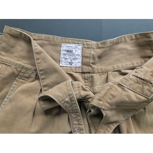 243 - British Forces shorts, drill khaki. 1950 pattern, Size 7, 31-33