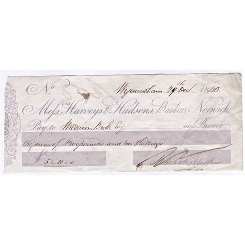106 - Harveys & Hudsons Norwich 1840 used bearer, eight purple on cream, printer Perkins & Bacon