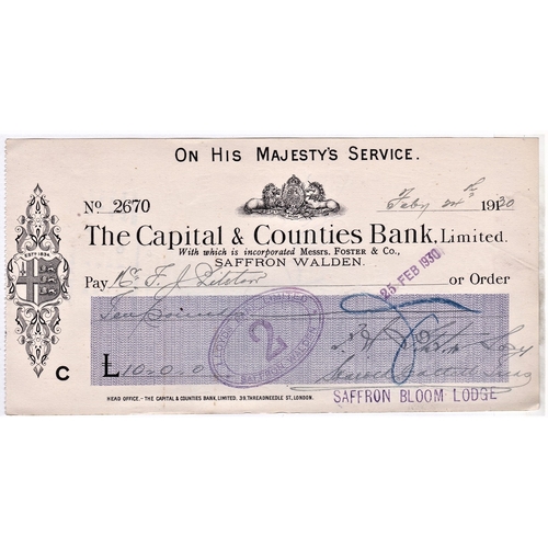 119 - Capital & Counties Bank Limited, Saffron Walden, incorporated Messrs Foster & Co, bearer Feb 1930