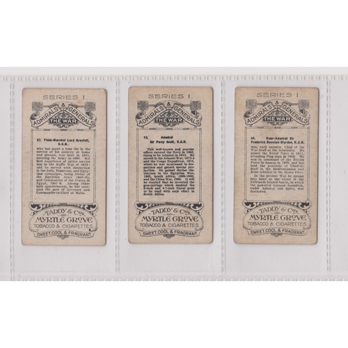 288 - Taddy & Co, Admirals & Generals (The War) Series 1, 1915, 3 x cards 19, 27 & 34. Good to very good c... 