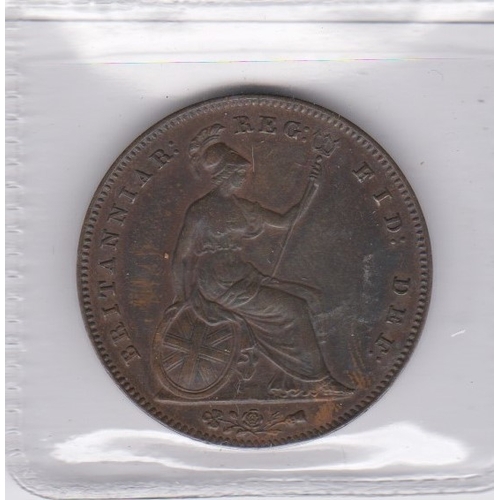 53 - 1854 Victoria PT Penny Extremely fine with lustrous dark toning, S 3948