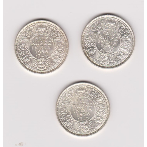 66 - India half rupee, 1936, KM 522, BU/proof like, India half rupee, KM 522, BUNC/proof like and India h... 