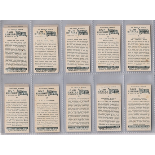 264 - Stephen Mitchell & Co Our Empire 1937 set 50/50 cards VGC