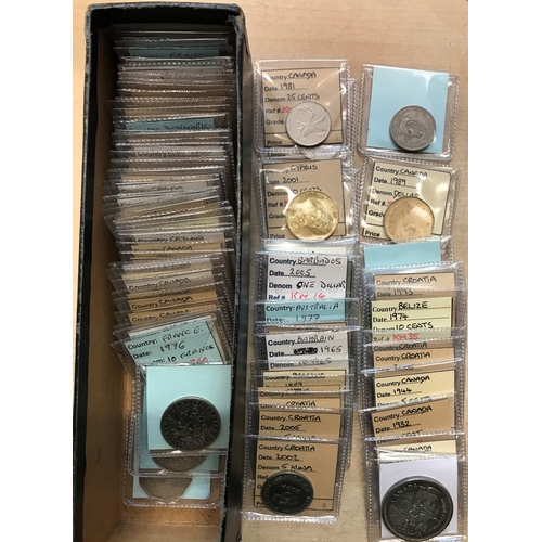 83 - Foreign Coinage. Ticketed range Incl Croatia, Canada, Ceylon, Chile, France etc. (80-100)