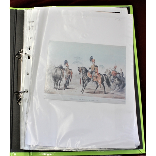 102 - 15th The King's Hussars Picture Portfolio with (50+) prints of historic pictures and sketches of the... 