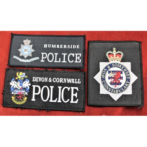 110 - Police patches (3) Devon & Cornwall Police Cloth Pullover Patch Large Lettering, Avon & Somerset Con... 